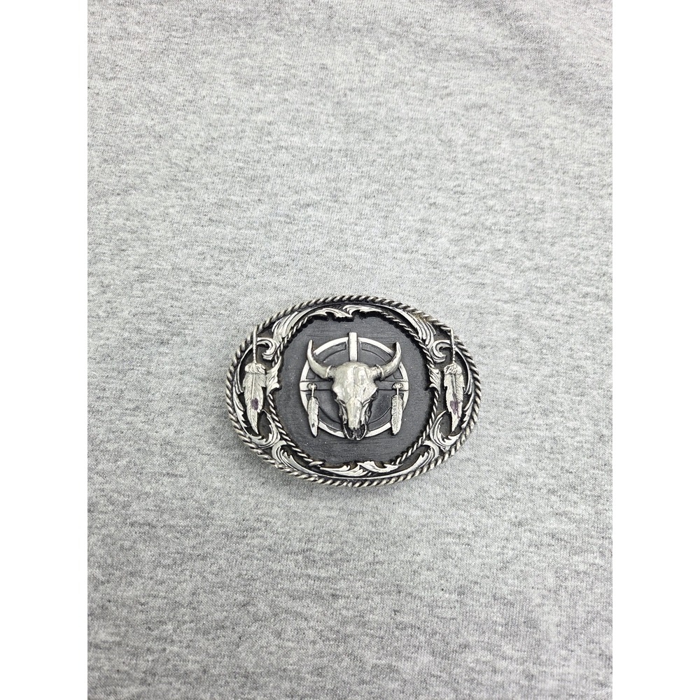 Vintage 1996 Siskiyou Steer Bull Skull Southwestern Solid Pewter Belt Buckle